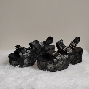 Free People Follow Your Own Path Floral Chunky Platform Sandals  Boho Whimsigoth